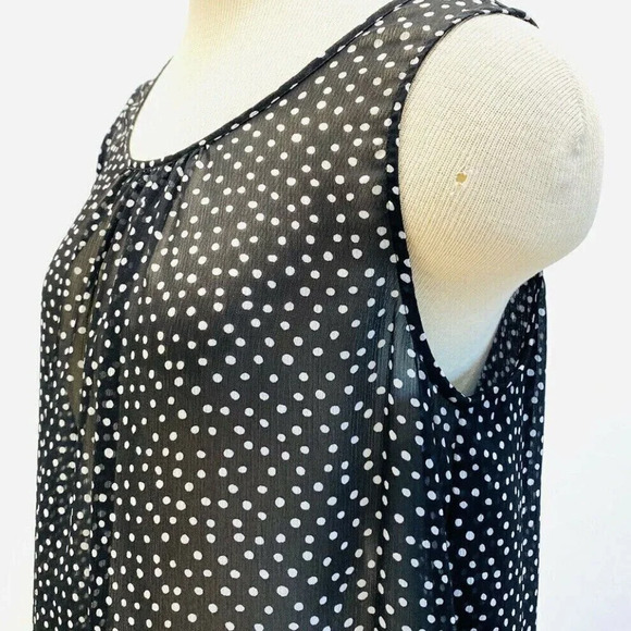 CASLON Women Sleeveless Pullover Polka-Dots Sheer Casual Shirt Top Size Medium - Picture 3 of 12